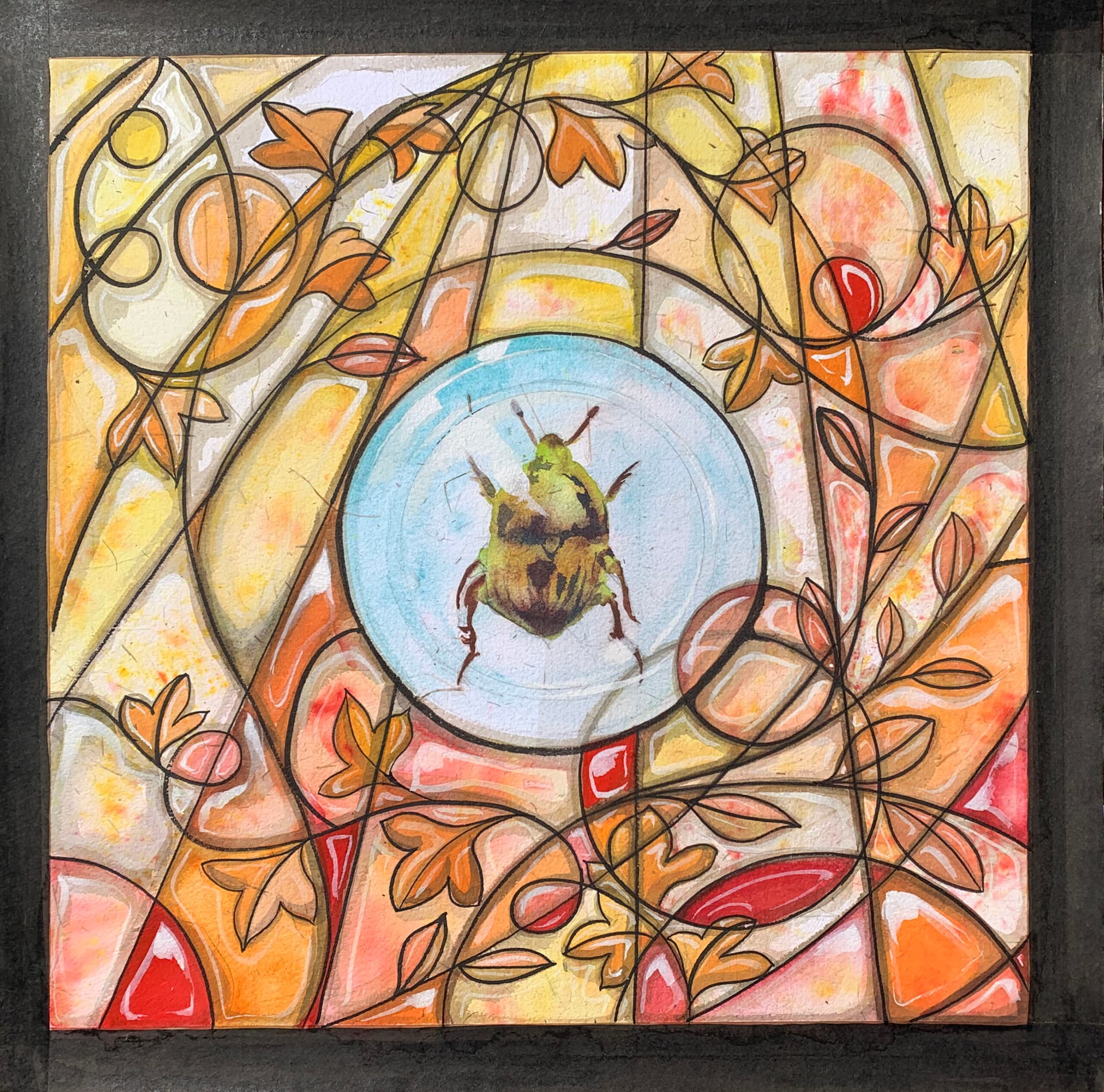 Artist-Coulé dans le verre - Scarab chaud