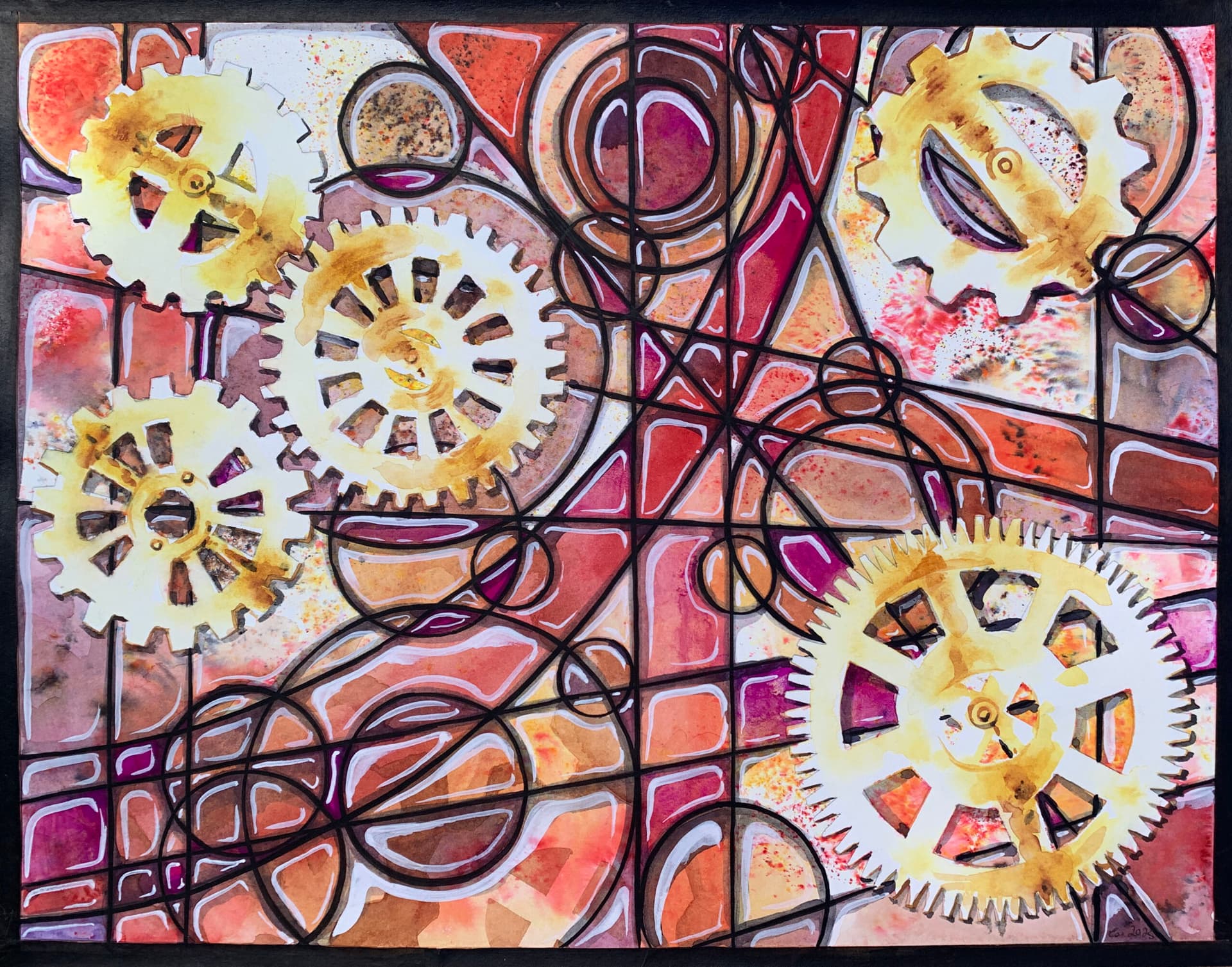 cast into glass—red mechanical 1