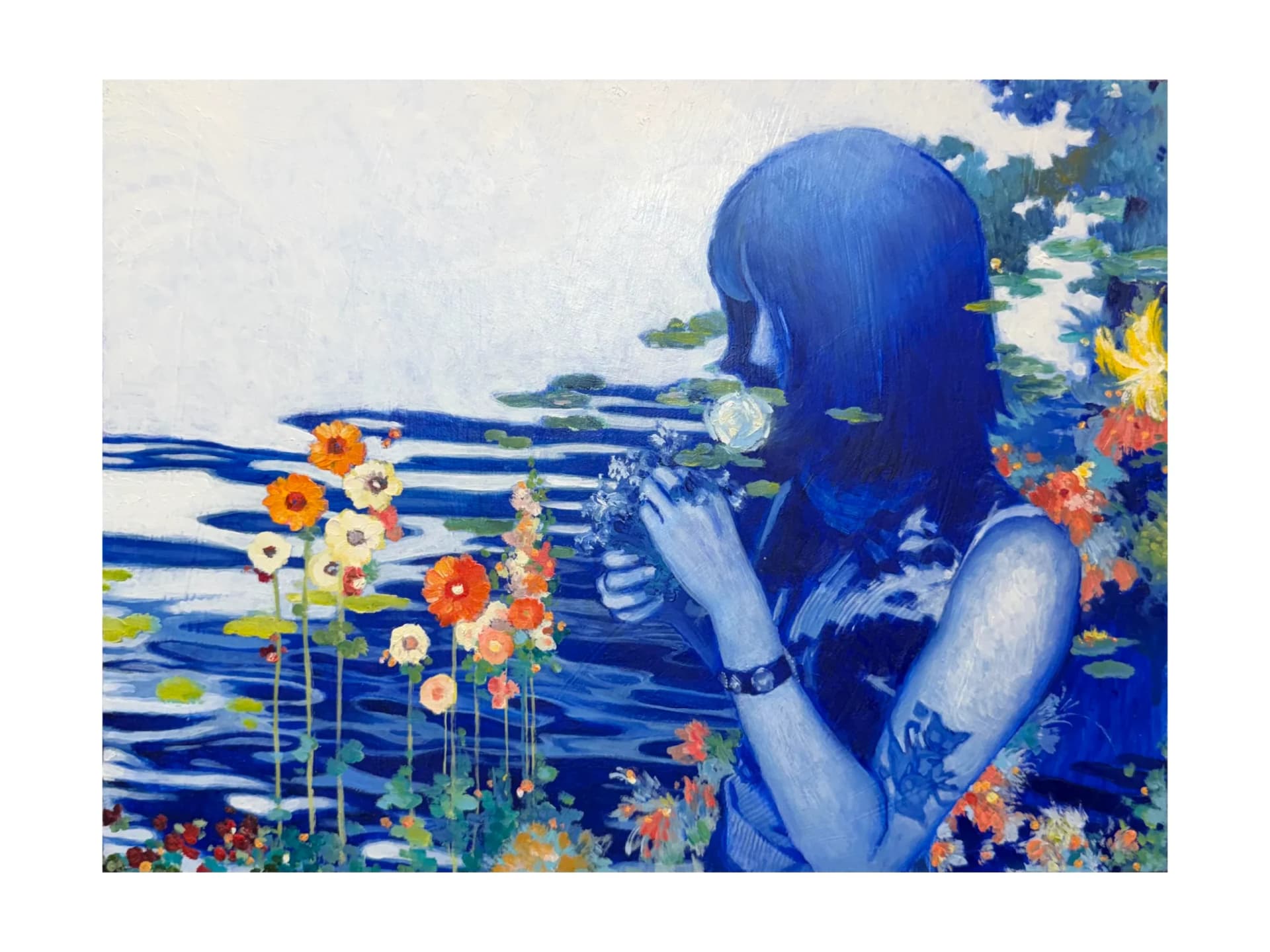 Artist-Girl and Flowers