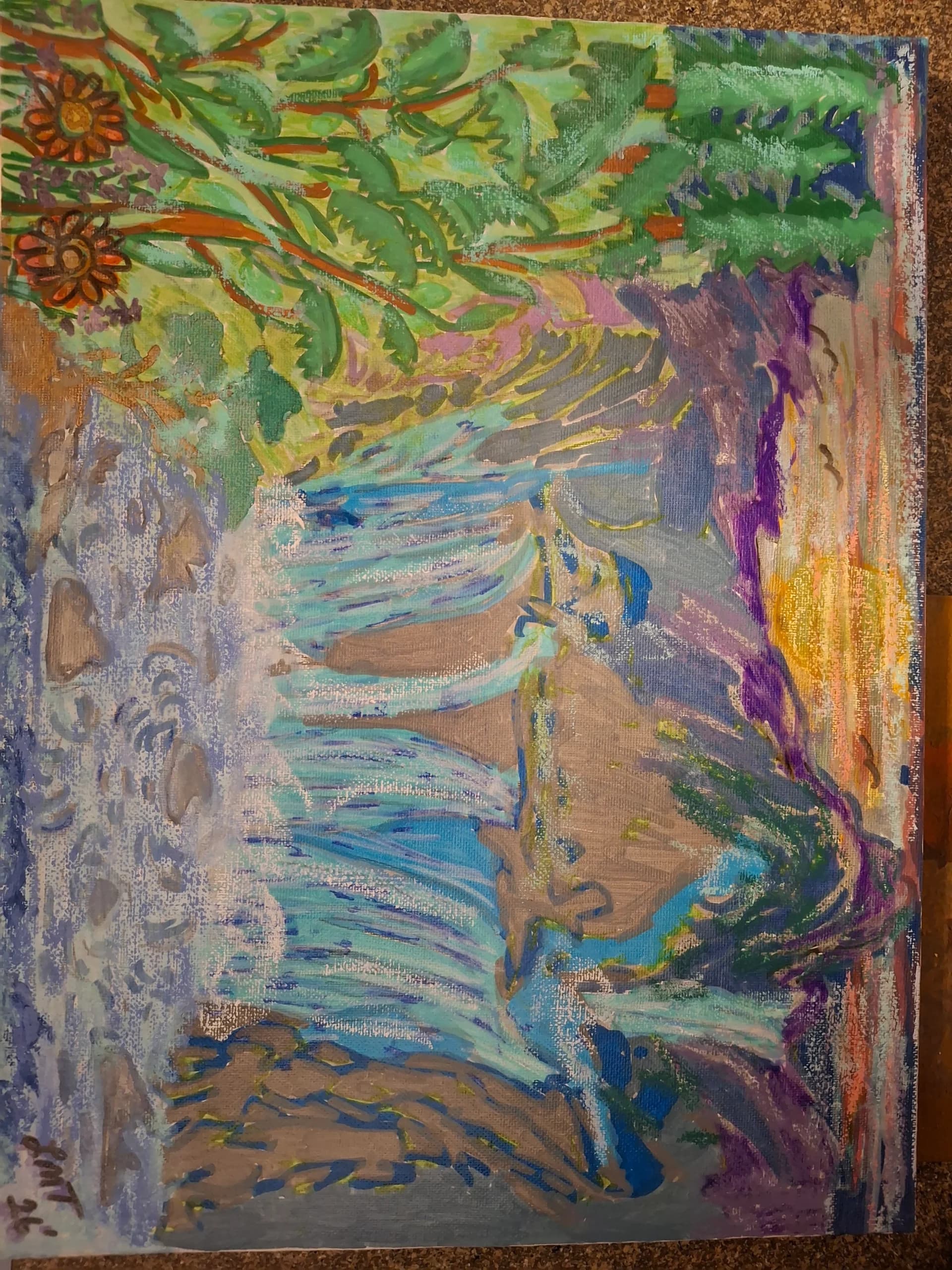 Artist-Waterfall by the sunset