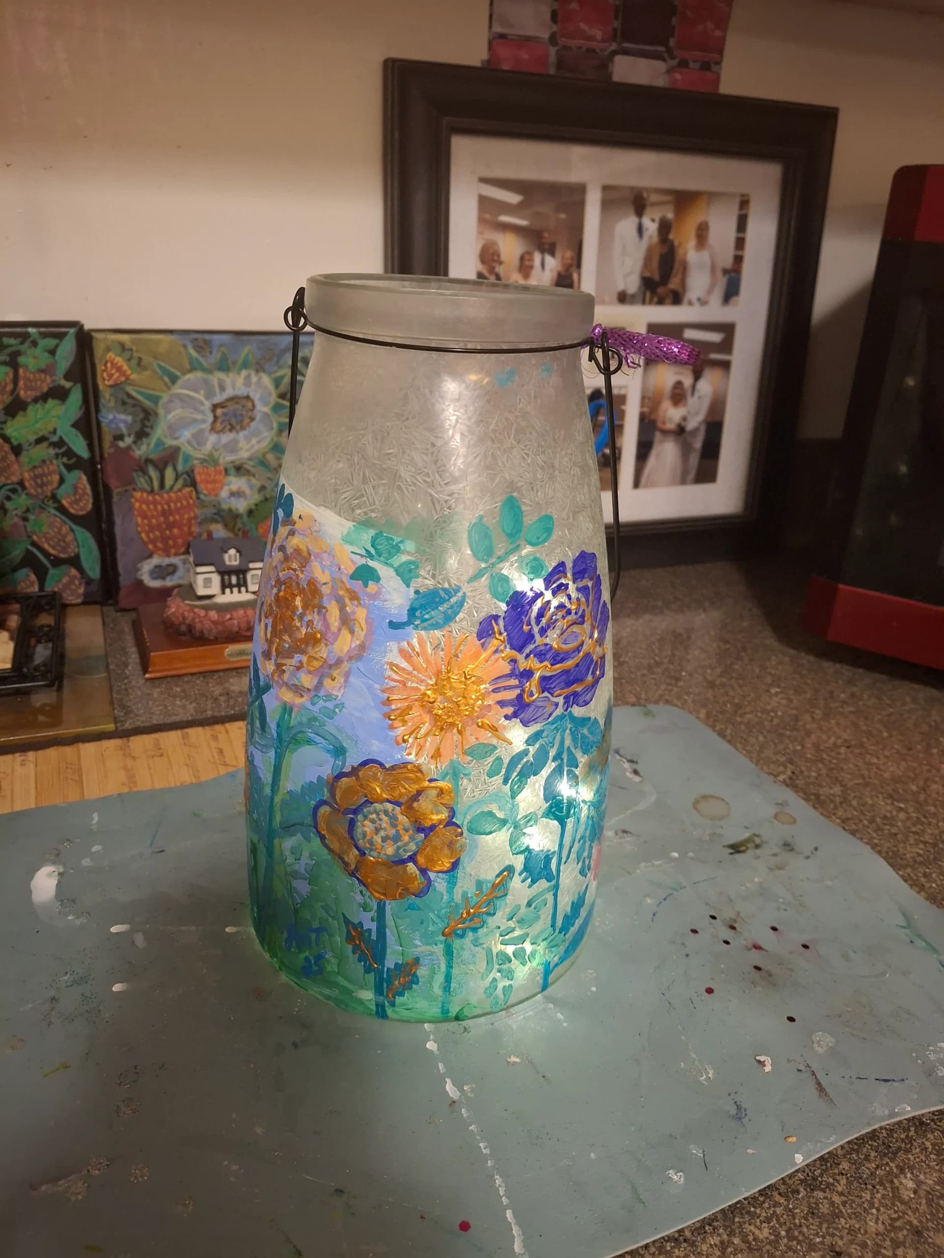 Painted floral theme lamp