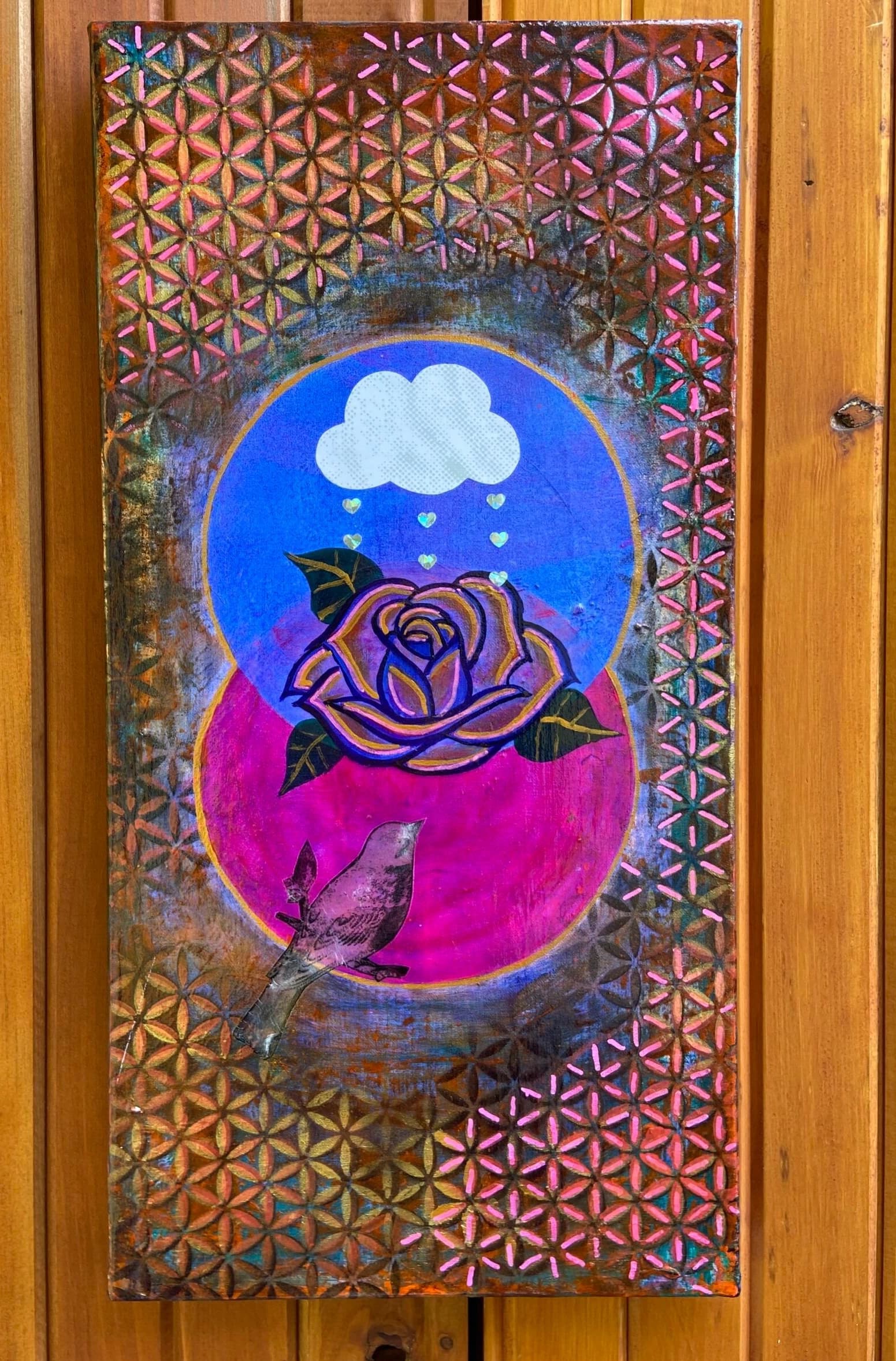 un petit jardin (oiseau rose)