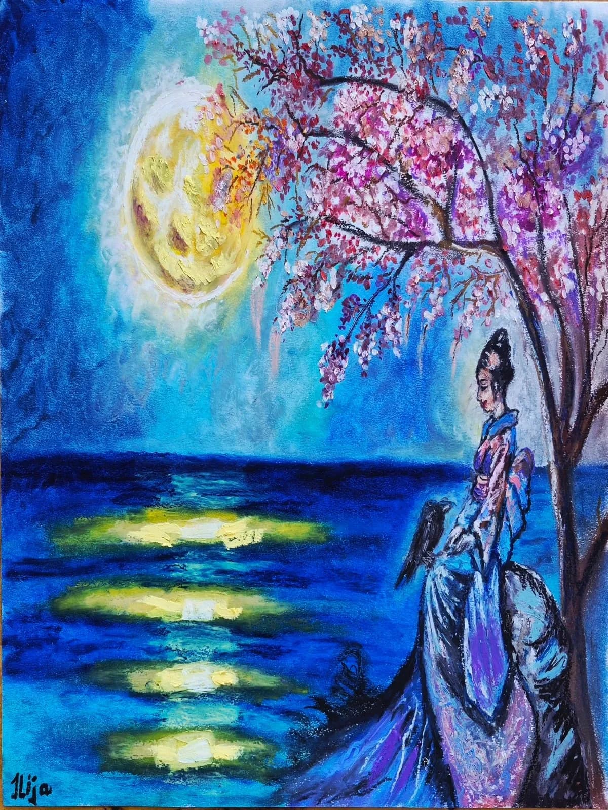 Crow whispers to the geisha