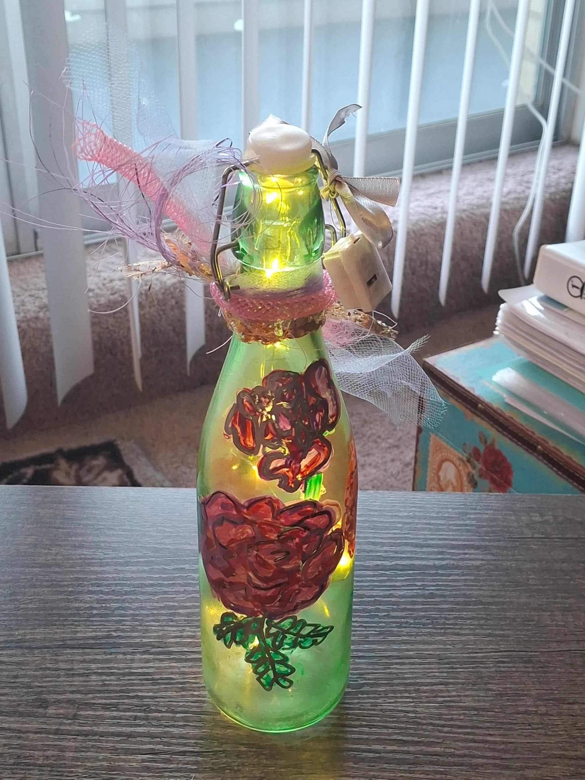 Artist-Floral Bloom Bottle Lamp