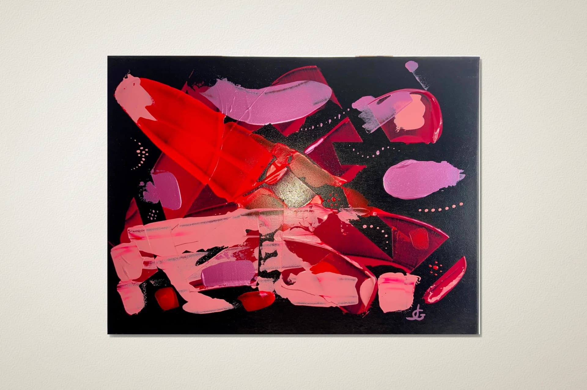 Artist-Étals rose sur noir