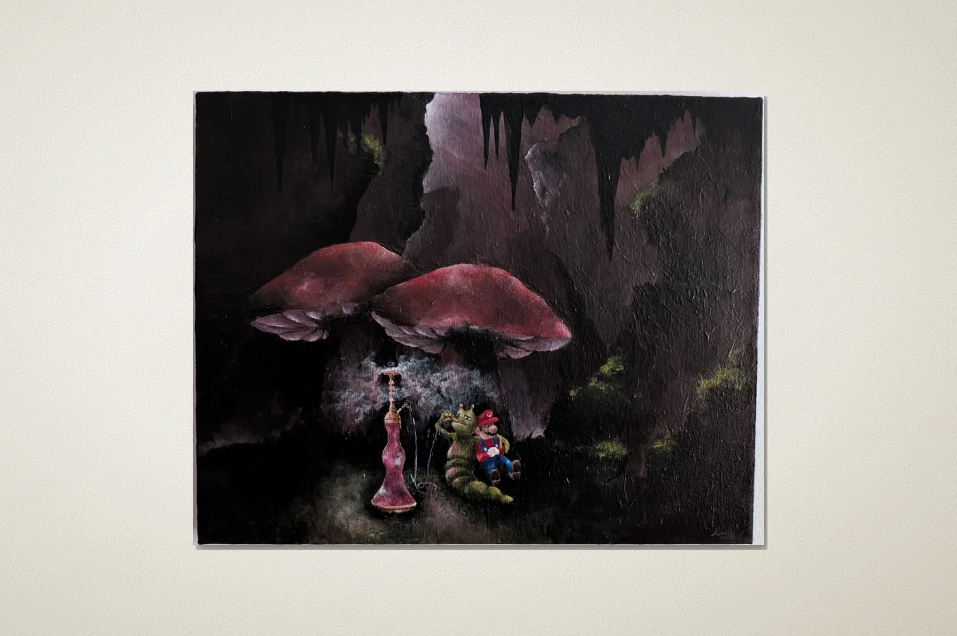 Artist-Mario et la chenille d'Alice au Pays des Merveilles