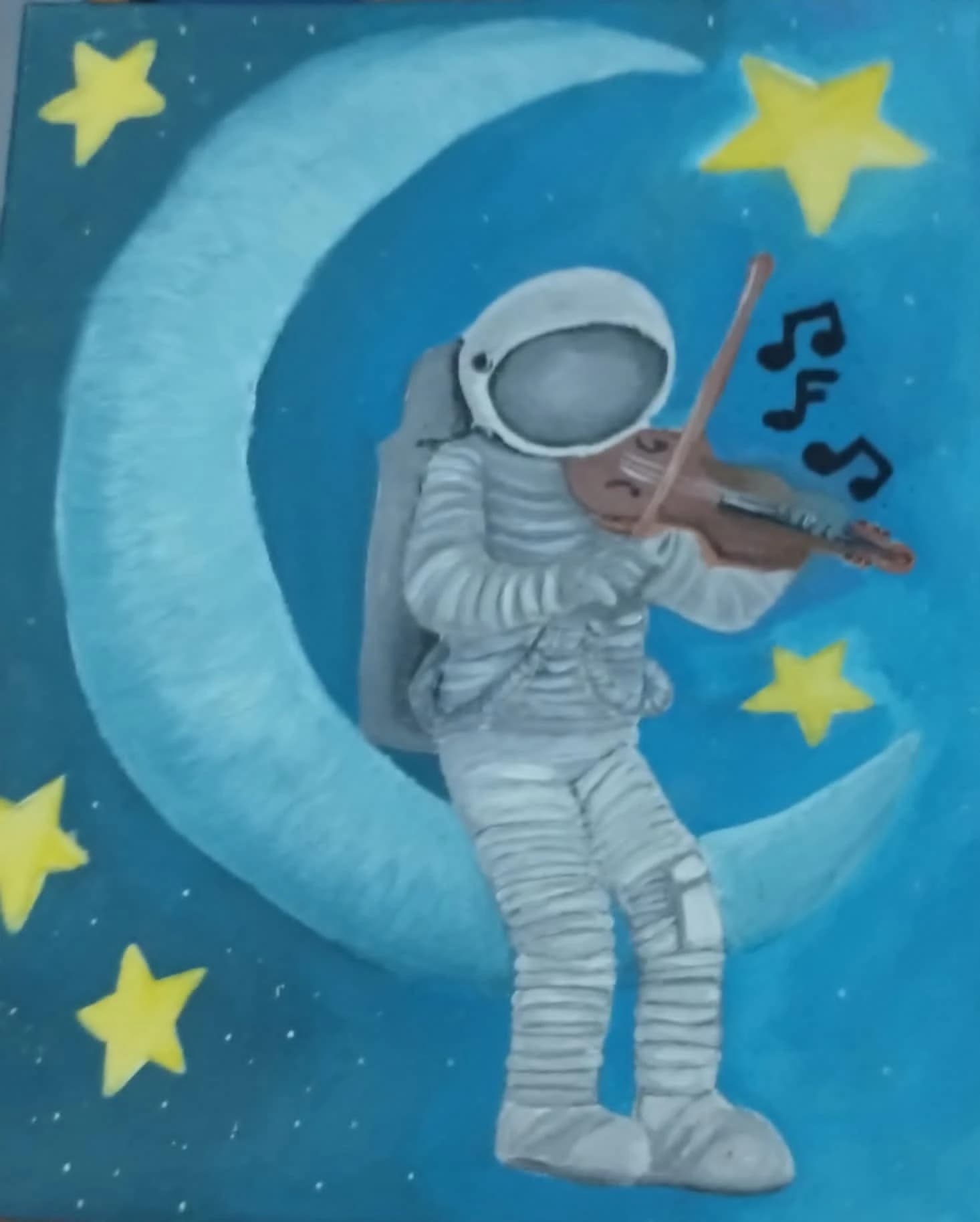 Artist-l astronaute qui joue du violon sur la lune