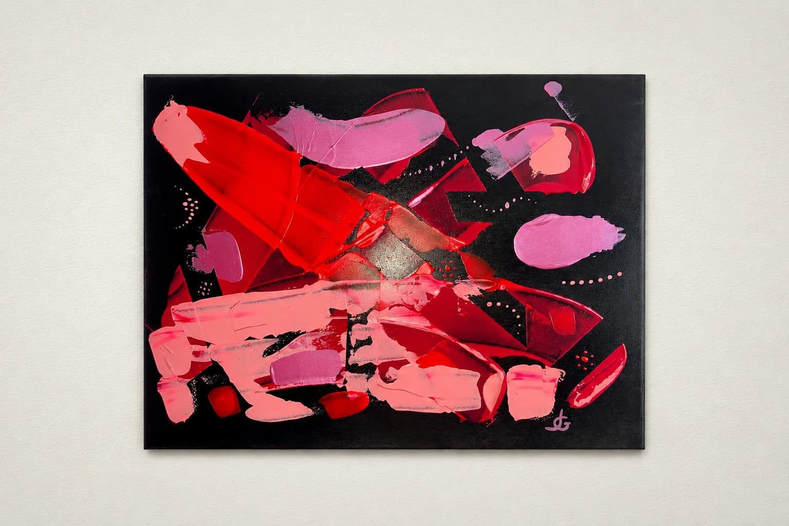 Étals rose sur noir