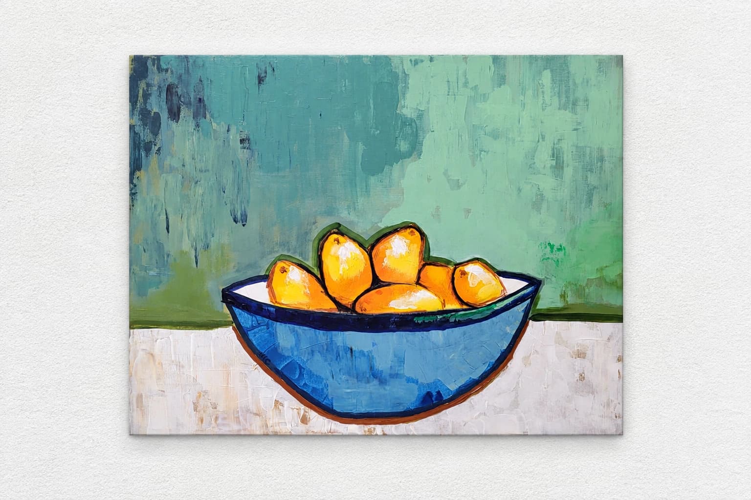 Mangoes in a Blue Bowl
