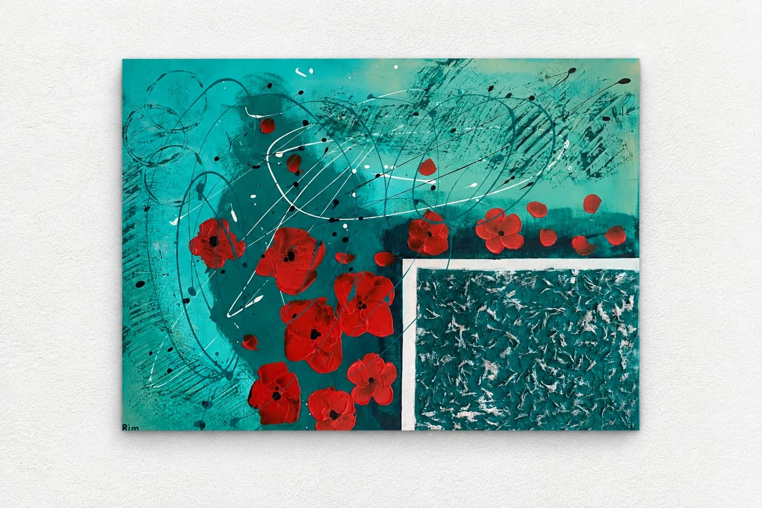 Flowers with Rectangle, Textured