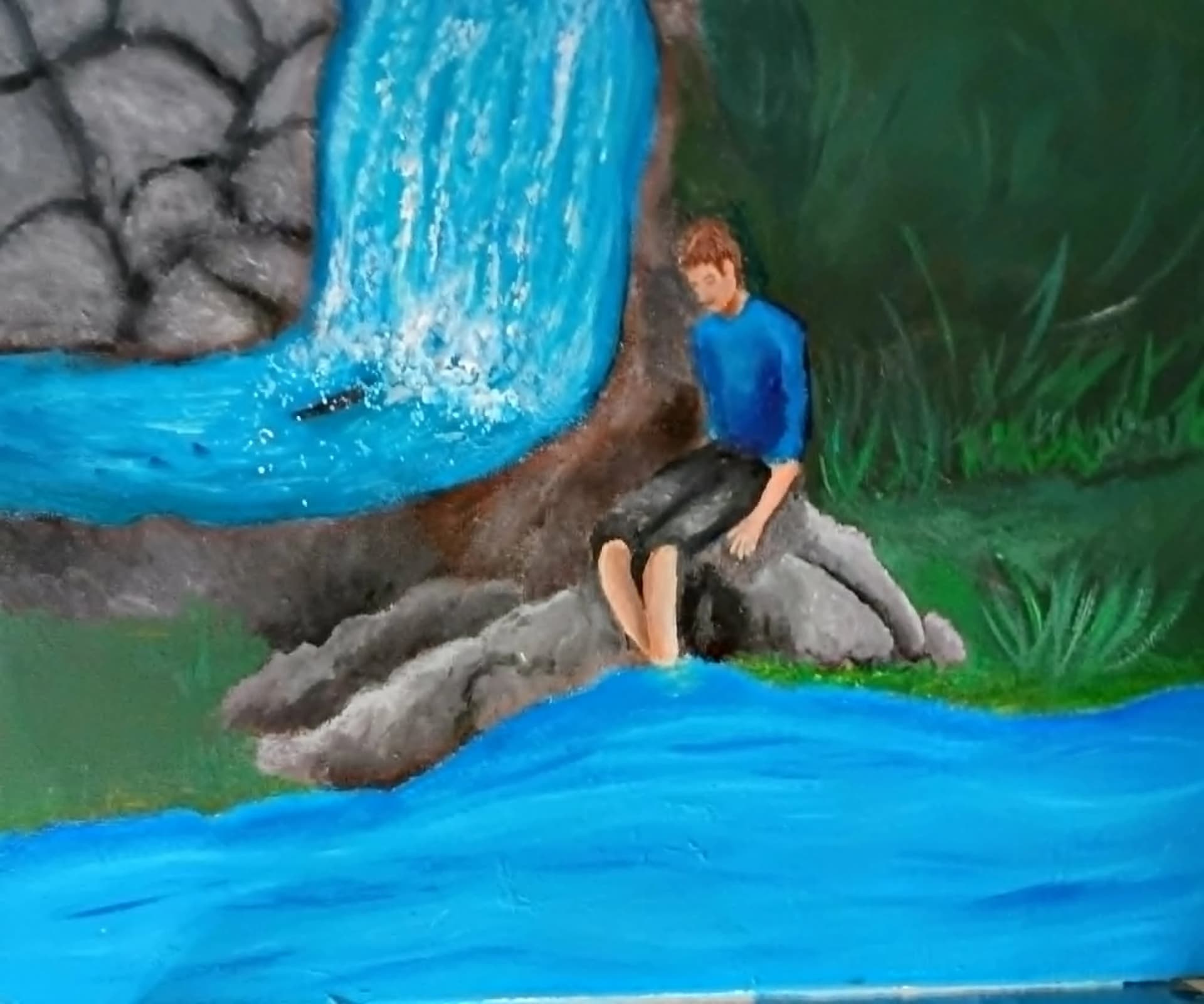 Man by the Waterfall