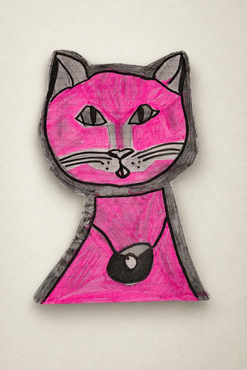 Le chat rose au médaillon