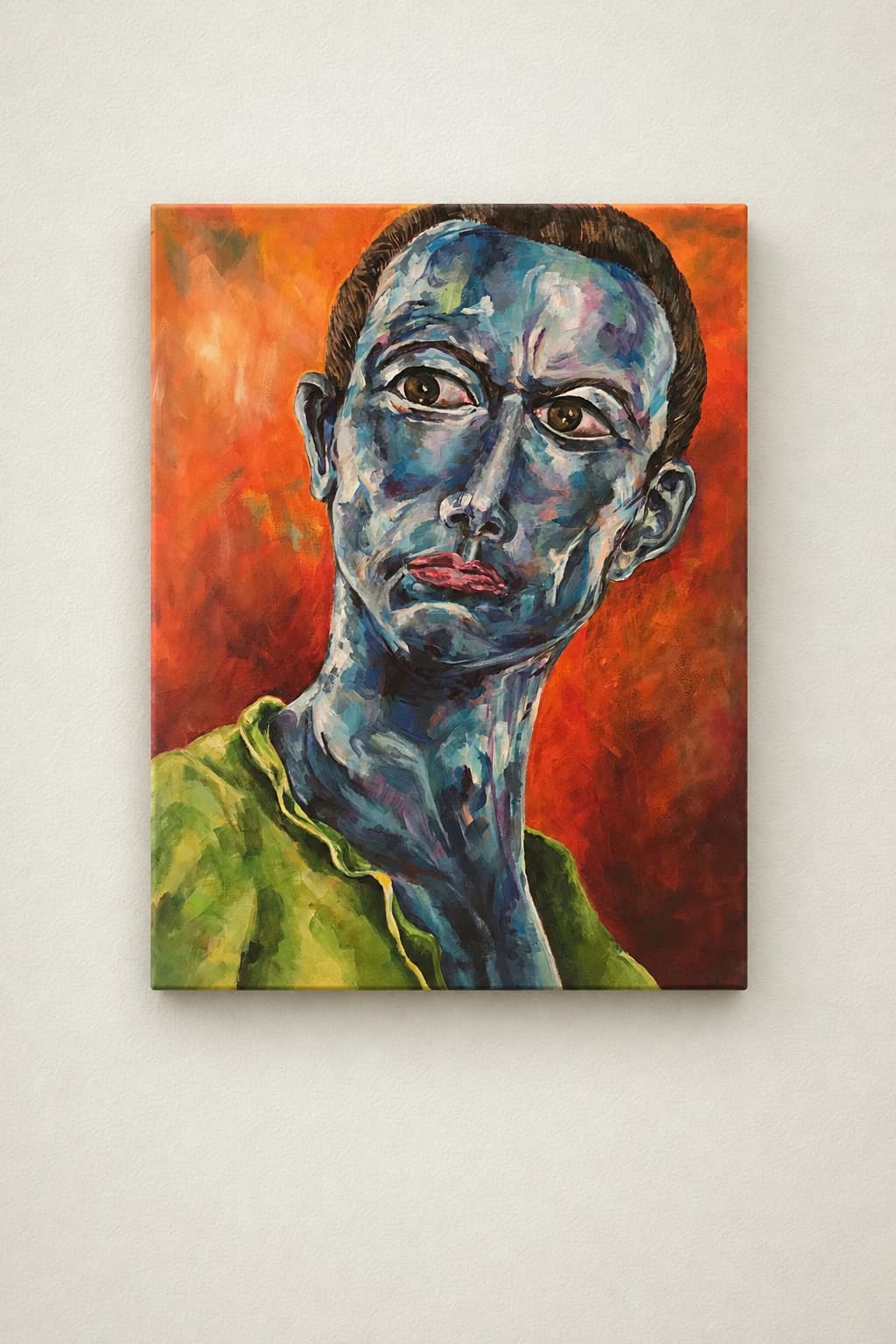 Portrait au visage bleu