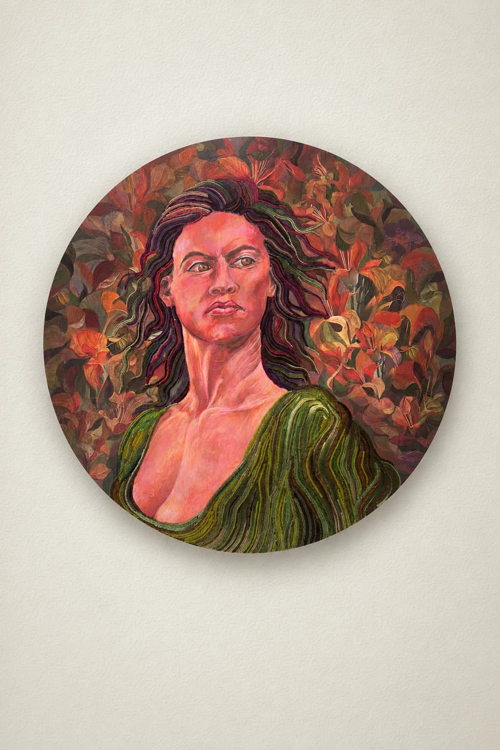 Portrait féminin aux feuillages