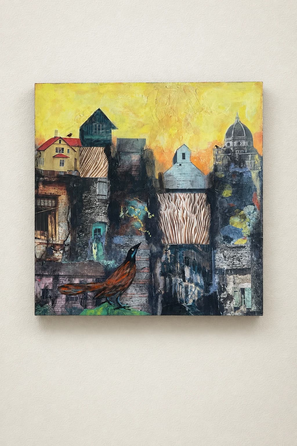 Bird and Textured Houses