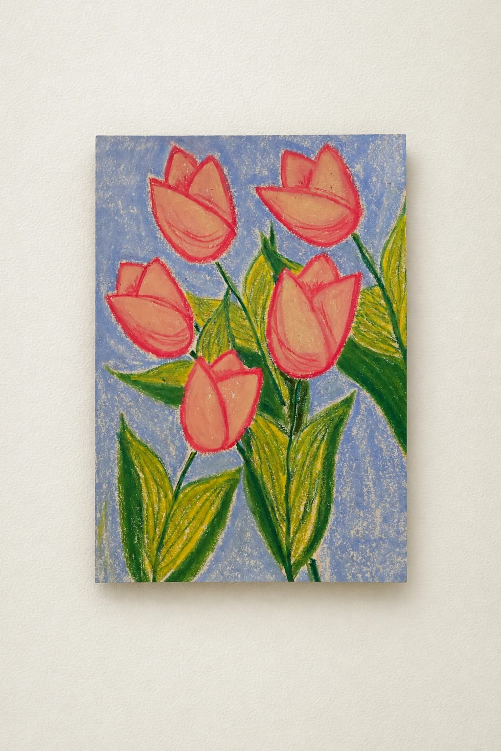 Tulipes roses et feuilles vertes