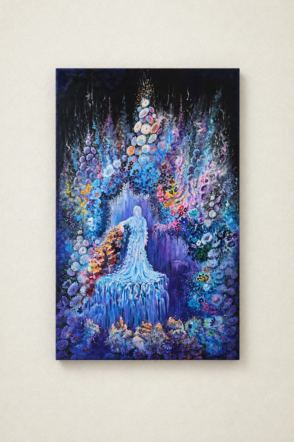 Figure au milieu des fleurs