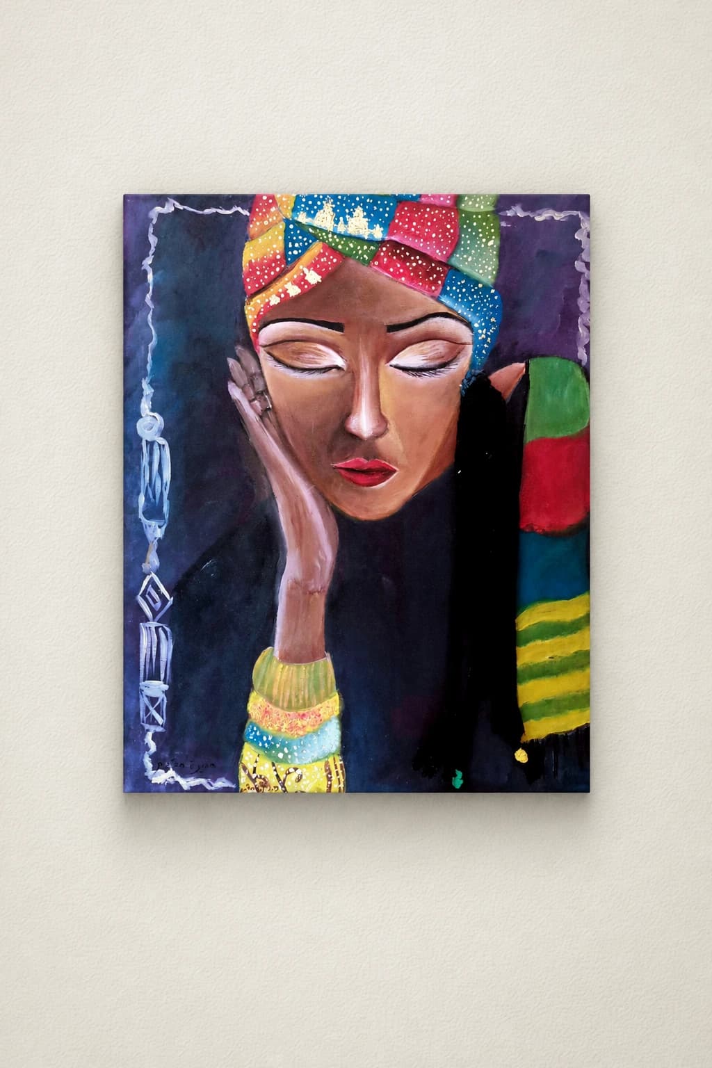 Portrait au foulard coloré