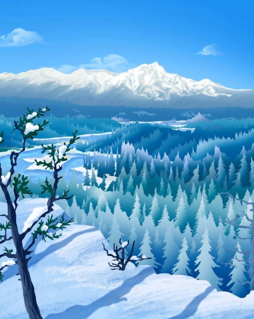 Paysage hivernal enneigé