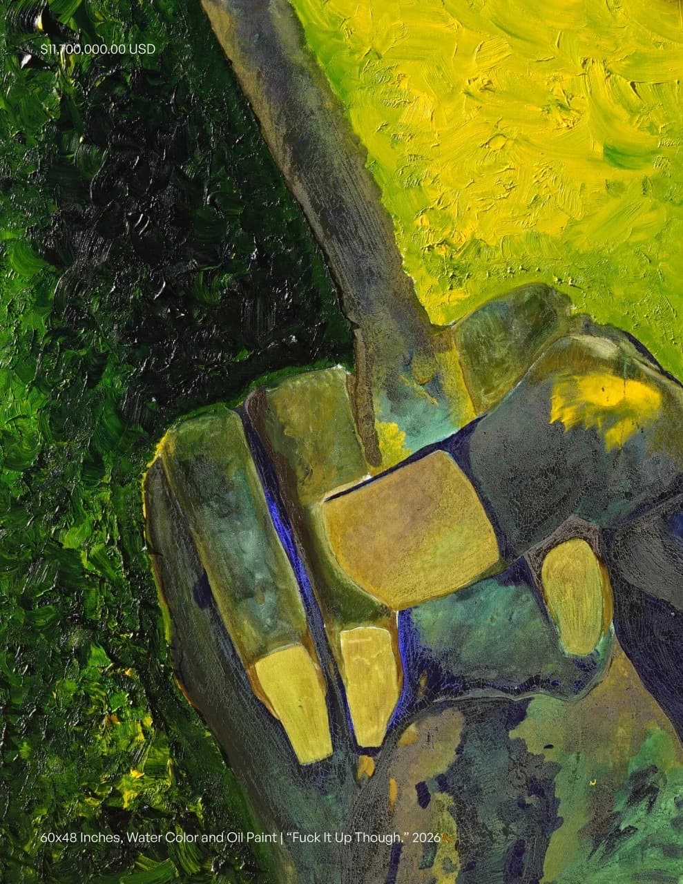 Stylized Hand in Green and Yellow