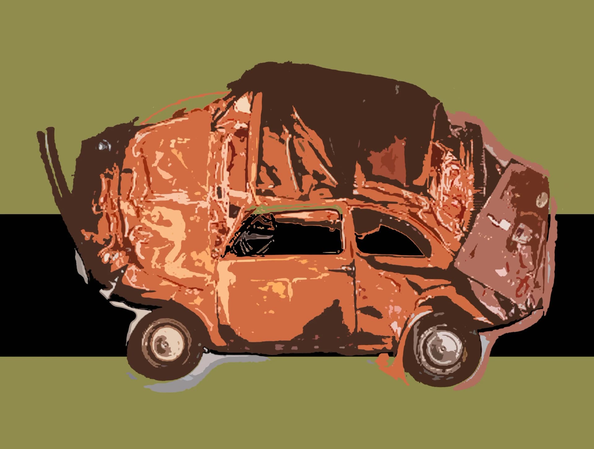 Voiture orange stylisée