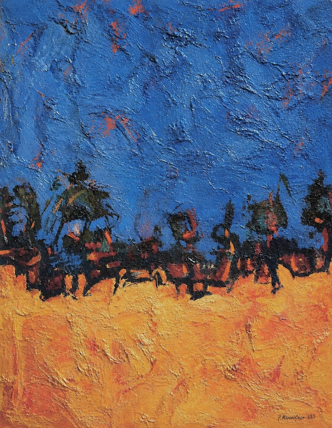 Abstract Blue and Yellow Landscape