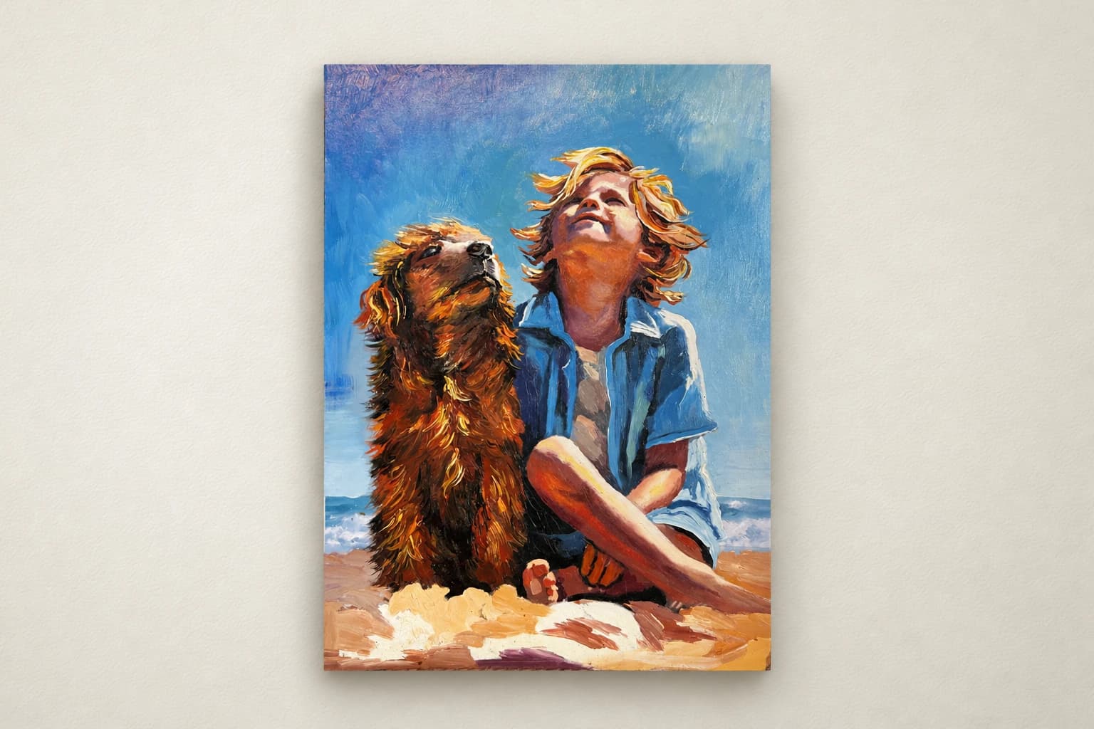 Enfant et chien sur la plage