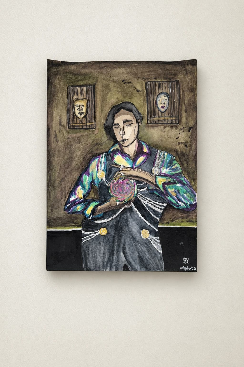 Homme au gilet orné