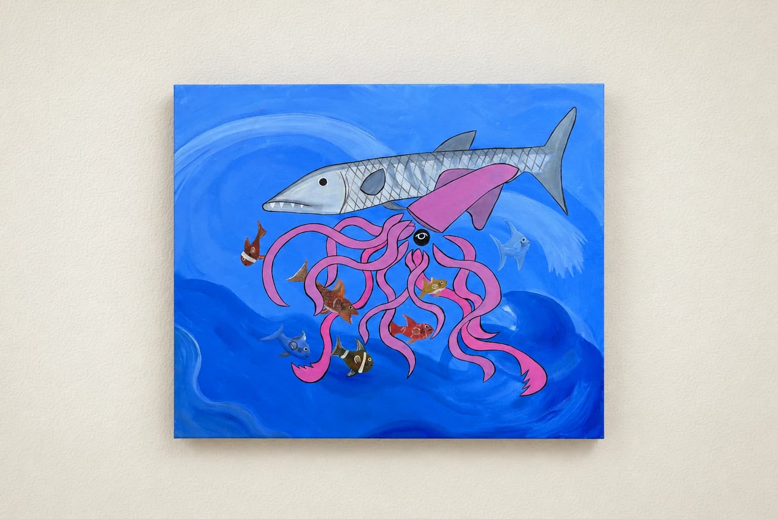 Poisson et pieuvre stylisés